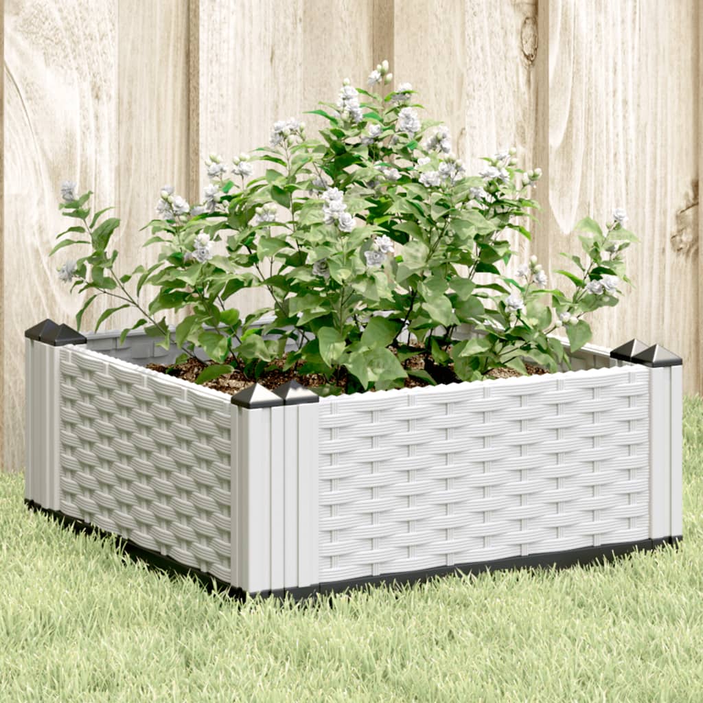 vidaXL Jardinieră de grădină cu țăruși, alb, 42,5x42,5x28,5 cm, PP vidaXL Jardinieră de grădină cu țăruși, alb, 42,5x42,5x28,5 cm, PP