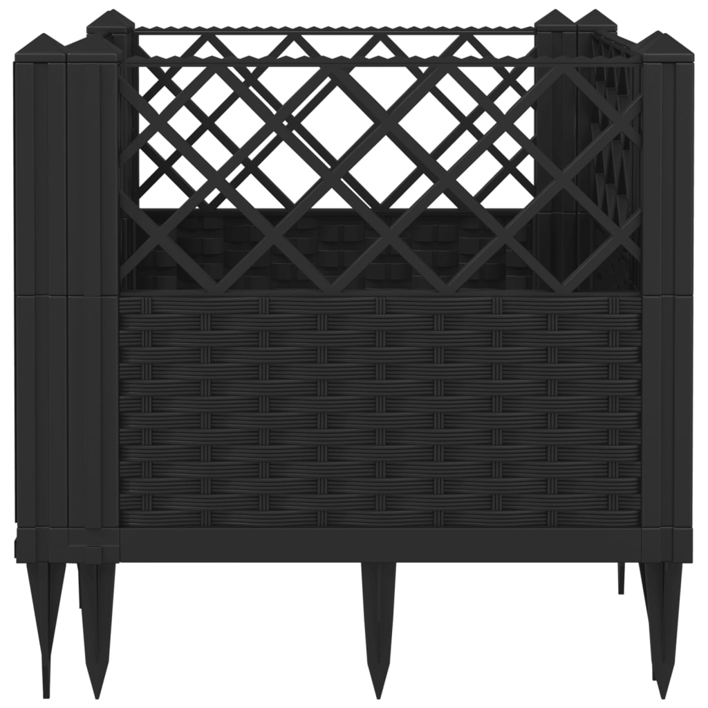 vidaXL Jardinieră de grădină cu spalier, negru, 43,5x43,5x43,5 cm, PP