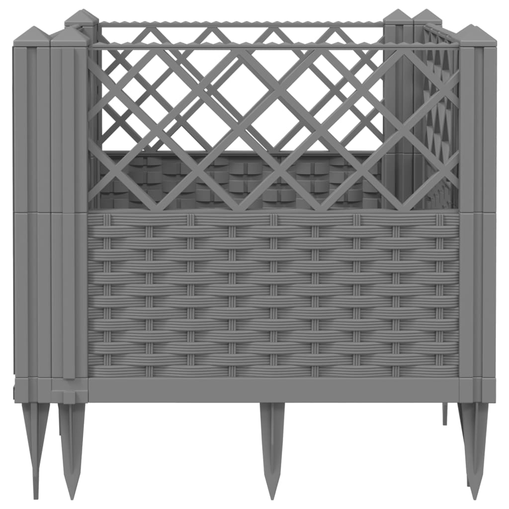 vidaXL Jardinieră grădină cu țăruși gri deschis, 43,5x43,5x43,5 cm, PP vidaXL Jardinieră grădină cu țăruși gri deschis, 43,5x43,5x43,5 cm, PP