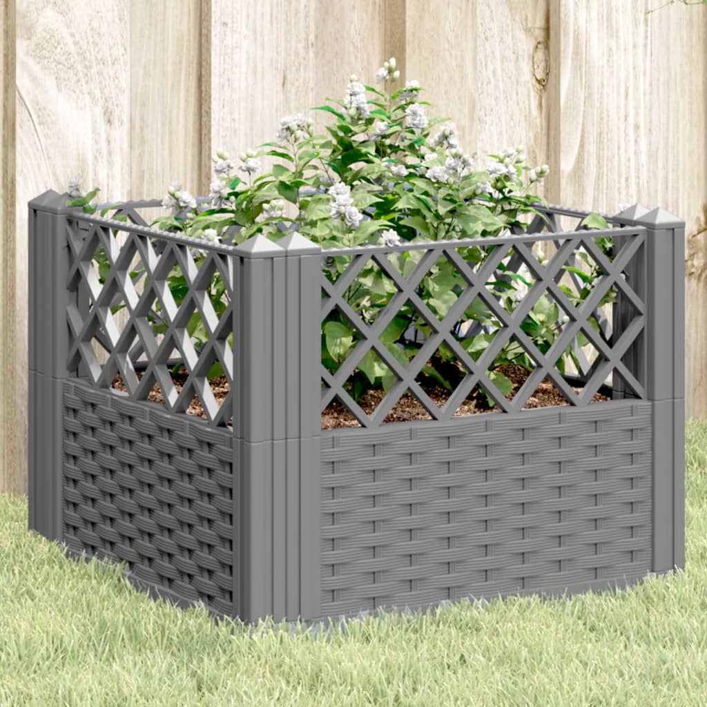 vidaXL Jardinieră grădină cu țăruși gri deschis, 43,5x43,5x43,5 cm, PP vidaXL Jardinieră grădină cu țăruși gri deschis, 43,5x43,5x43,5 cm, PP