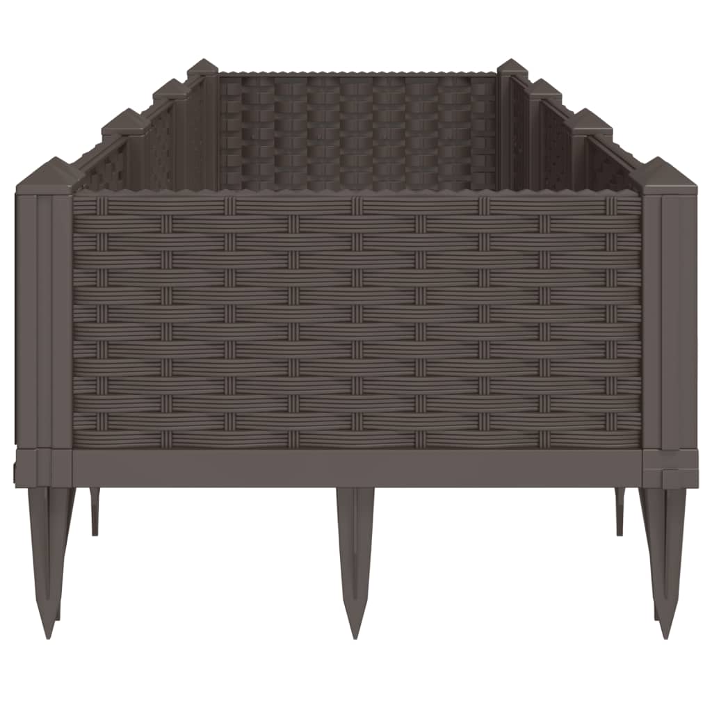 vidaXL Jardinieră de grădină cu țăruși, maro, 125x40x28,5 cm, PP vidaXL Jardinieră de grădină cu țăruși, maro, 125x40x28,5 cm, PP