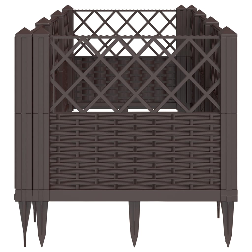 vidaXL Jardinieră de grădină cu țăruși, maro, 123,5x43,5x43,5 cm, PP