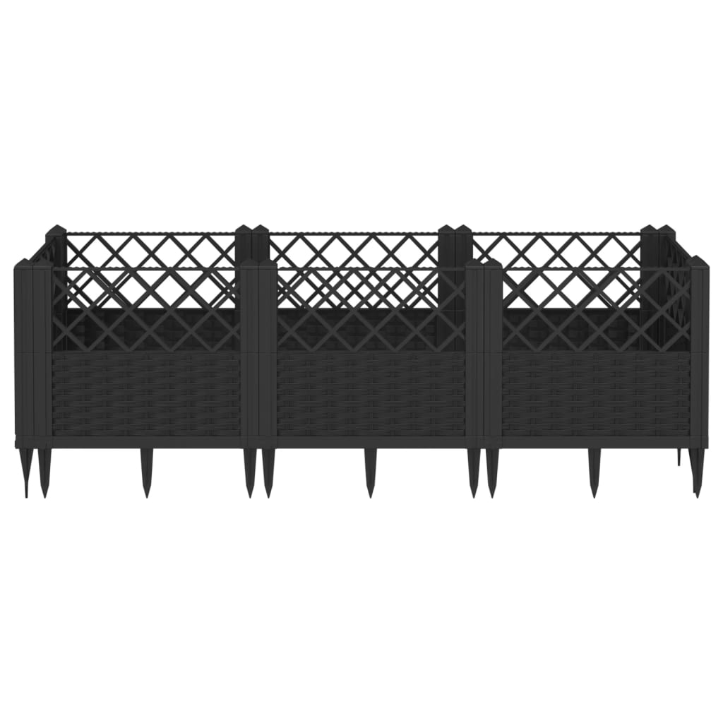 vidaXL Jardinieră de grădină cu spalier, negru, 123,5x43,5x43,5 cm, PP