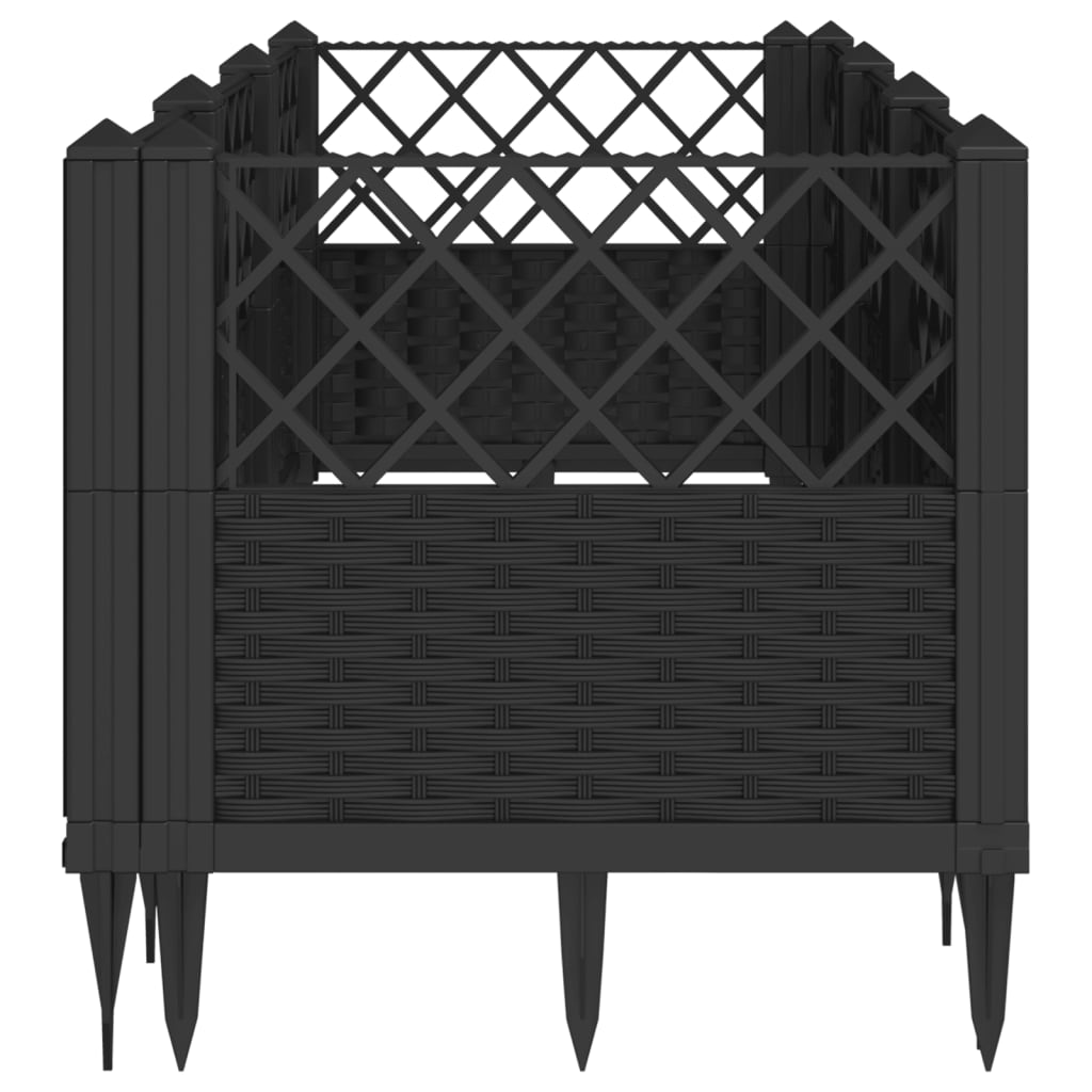 vidaXL Jardinieră de grădină cu spalier, negru, 123,5x43,5x43,5 cm, PP