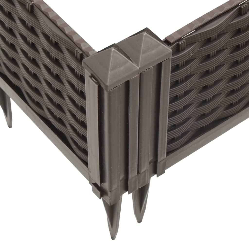 vidaXL Jardinieră de grădină cu țăruși, maro, 362,5x42,5x28,5 cm, PP vidaXL Jardinieră de grădină cu țăruși, maro, 362,5x42,5x28,5 cm, PP