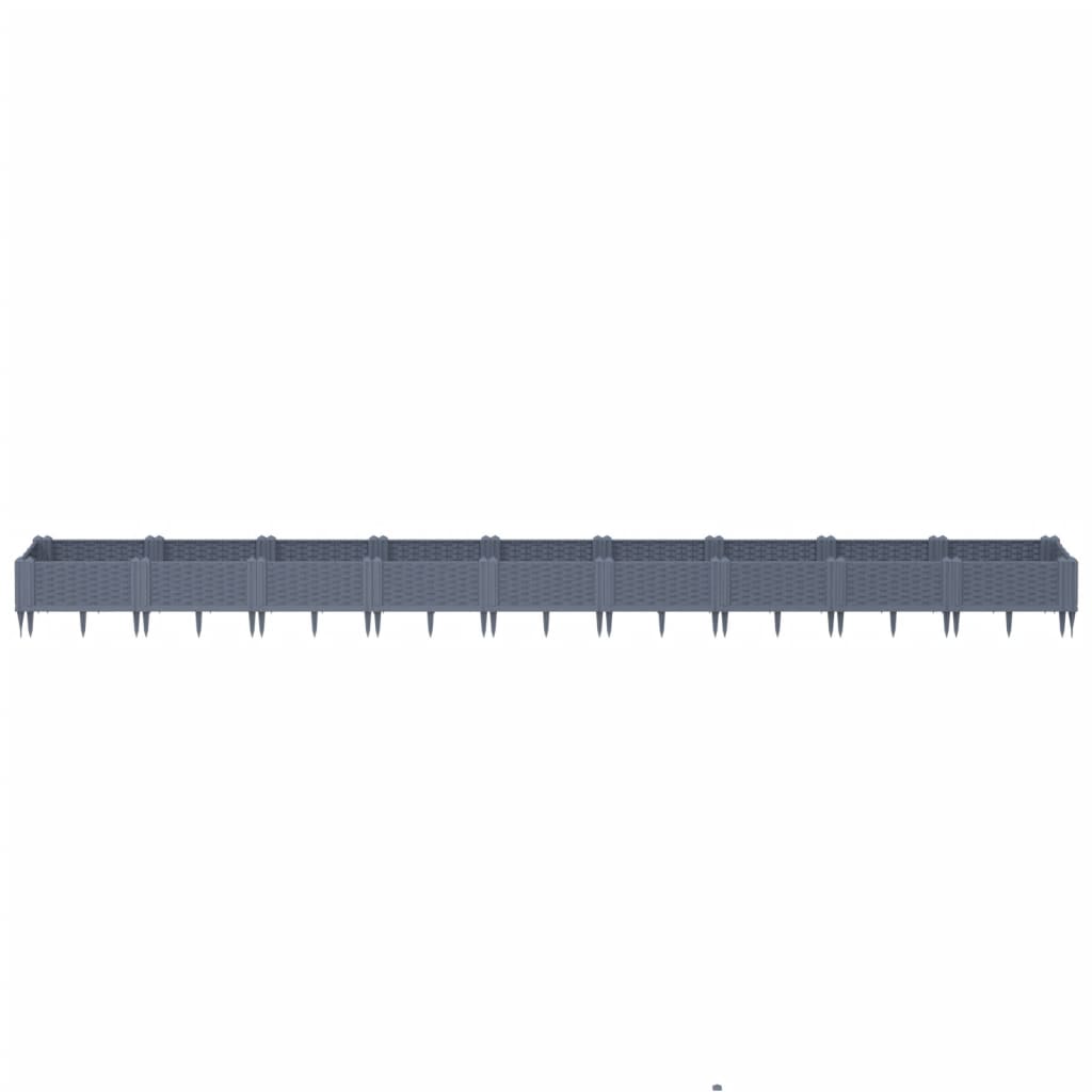 vidaXL Jardinieră de grădină cu țăruși, albastru gri, 362,5x42,5x28,5 cm, PP