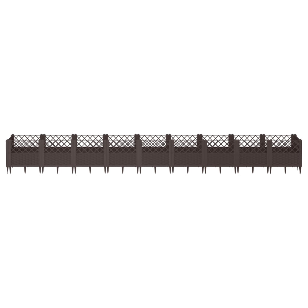 vidaXL Jardinieră de grădină cu țăruși, maro, 363,5x43,5x43,5 cm, PP vidaXL Jardinieră de grădină cu țăruși, maro, 363,5x43,5x43,5 cm, PP