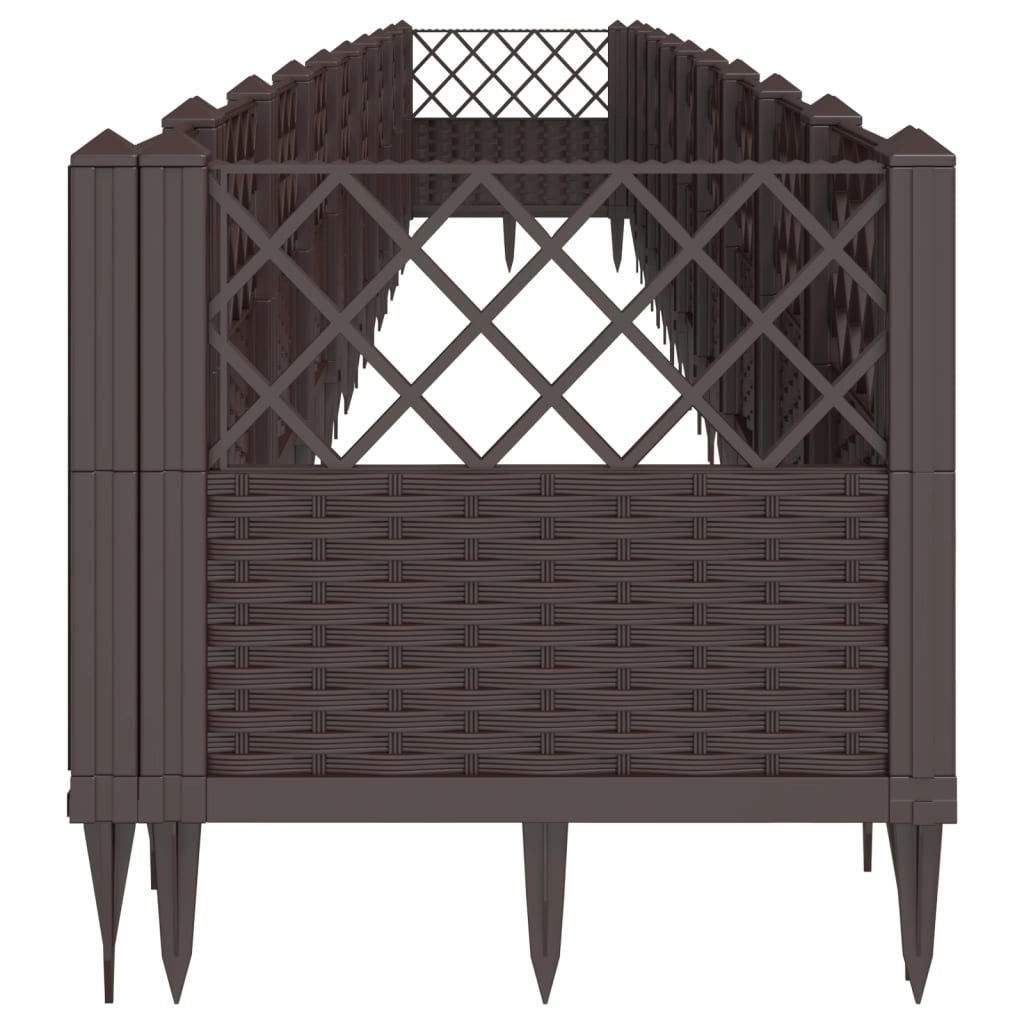 vidaXL Jardinieră de grădină cu țăruși, maro, 363,5x43,5x43,5 cm, PP vidaXL Jardinieră de grădină cu țăruși, maro, 363,5x43,5x43,5 cm, PP