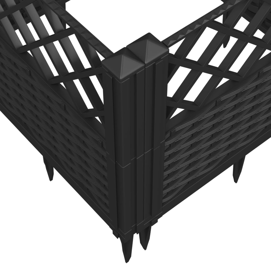 vidaXL Jardinieră de grădină cu țăruși, negru, 363,5x43,5x43,5 cm, PP vidaXL Jardinieră de grădină cu țăruși, negru, 363,5x43,5x43,5 cm, PP