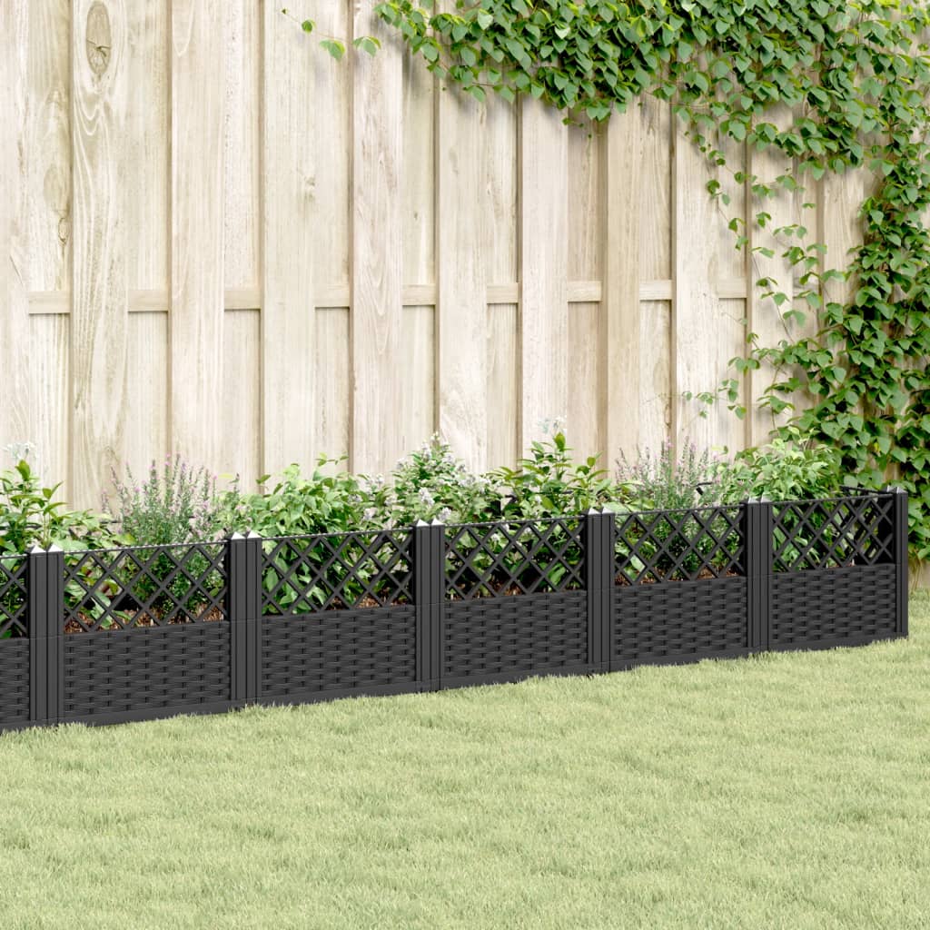 vidaXL Jardinieră de grădină cu țăruși, negru, 363,5x43,5x43,5 cm, PP vidaXL Jardinieră de grădină cu țăruși, negru, 363,5x43,5x43,5 cm, PP