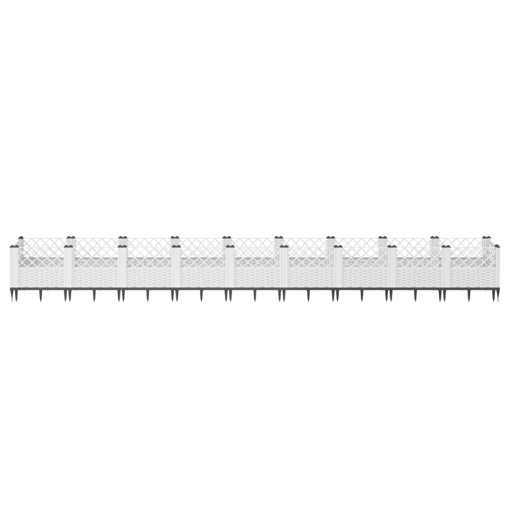 vidaXL Jardinieră de grădină cu țăruși, alb, 363,5x43,5x43,5 cm, PP vidaXL Jardinieră de grădină cu țăruși, alb, 363,5x43,5x43,5 cm, PP