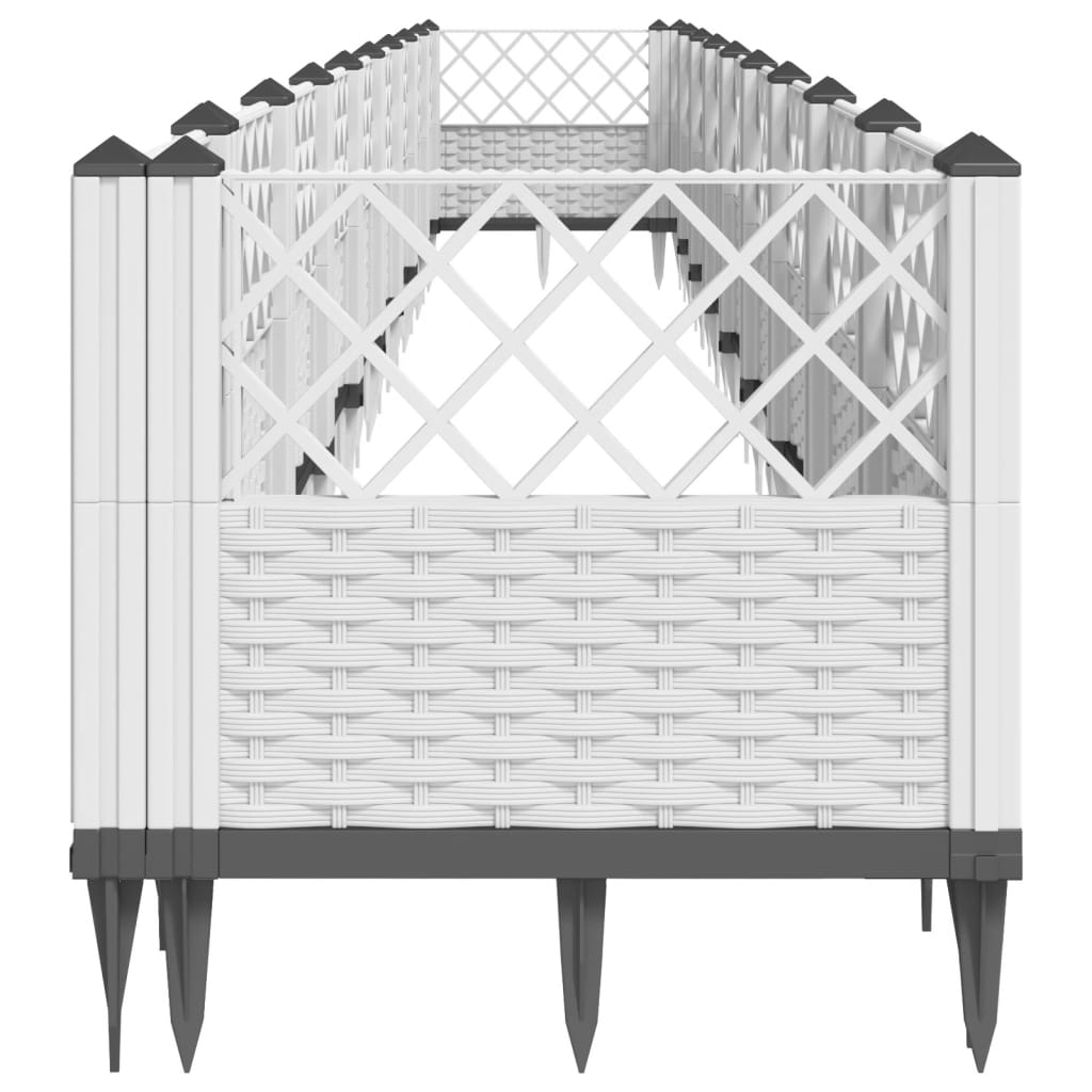 vidaXL Jardinieră de grădină cu țăruși, alb, 363,5x43,5x43,5 cm, PP vidaXL Jardinieră de grădină cu țăruși, alb, 363,5x43,5x43,5 cm, PP
