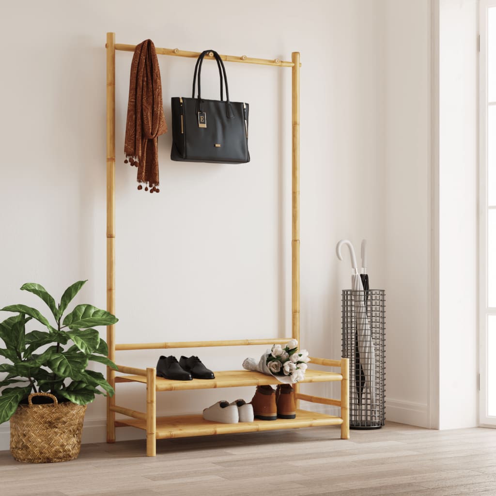 vidaXL Cuier pentru haine cu rafturi, 103x40x183 cm, bambus vidaXL Cuier pentru haine cu rafturi, 103x40x183 cm, bambus