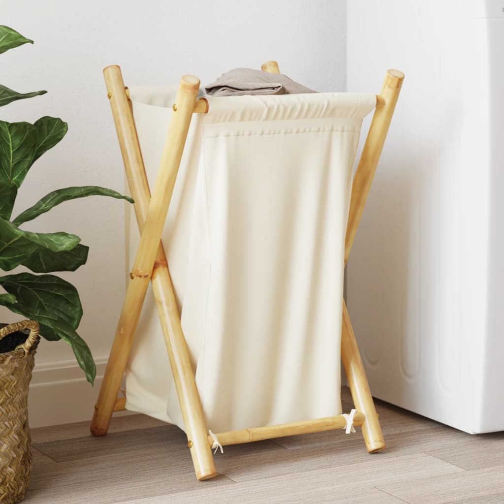 vidaXL Coș de rufe, alb crem, 41,5x36x63,5 cm, bambus vidaXL Coș de rufe, alb crem, 41,5x36x63,5 cm, bambus