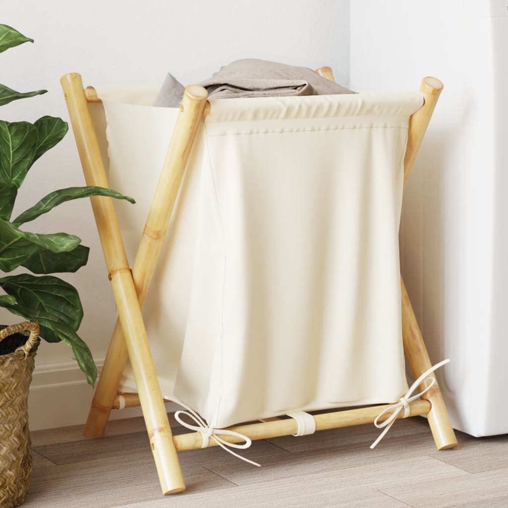 vidaXL Coș de rufe, alb crem, 45x55x63,5 cm, bambus vidaXL Coș de rufe, alb crem, 45x55x63,5 cm, bambus