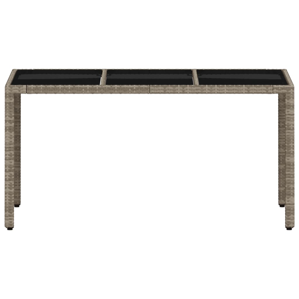 vidaXL Masă grădină blat din sticlă gri deschis 150x90x75 cm poliratan