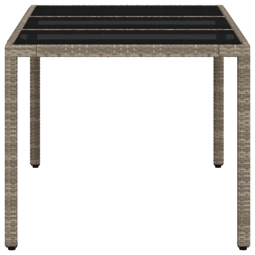 vidaXL Masă grădină blat din sticlă gri deschis 150x90x75 cm poliratan
