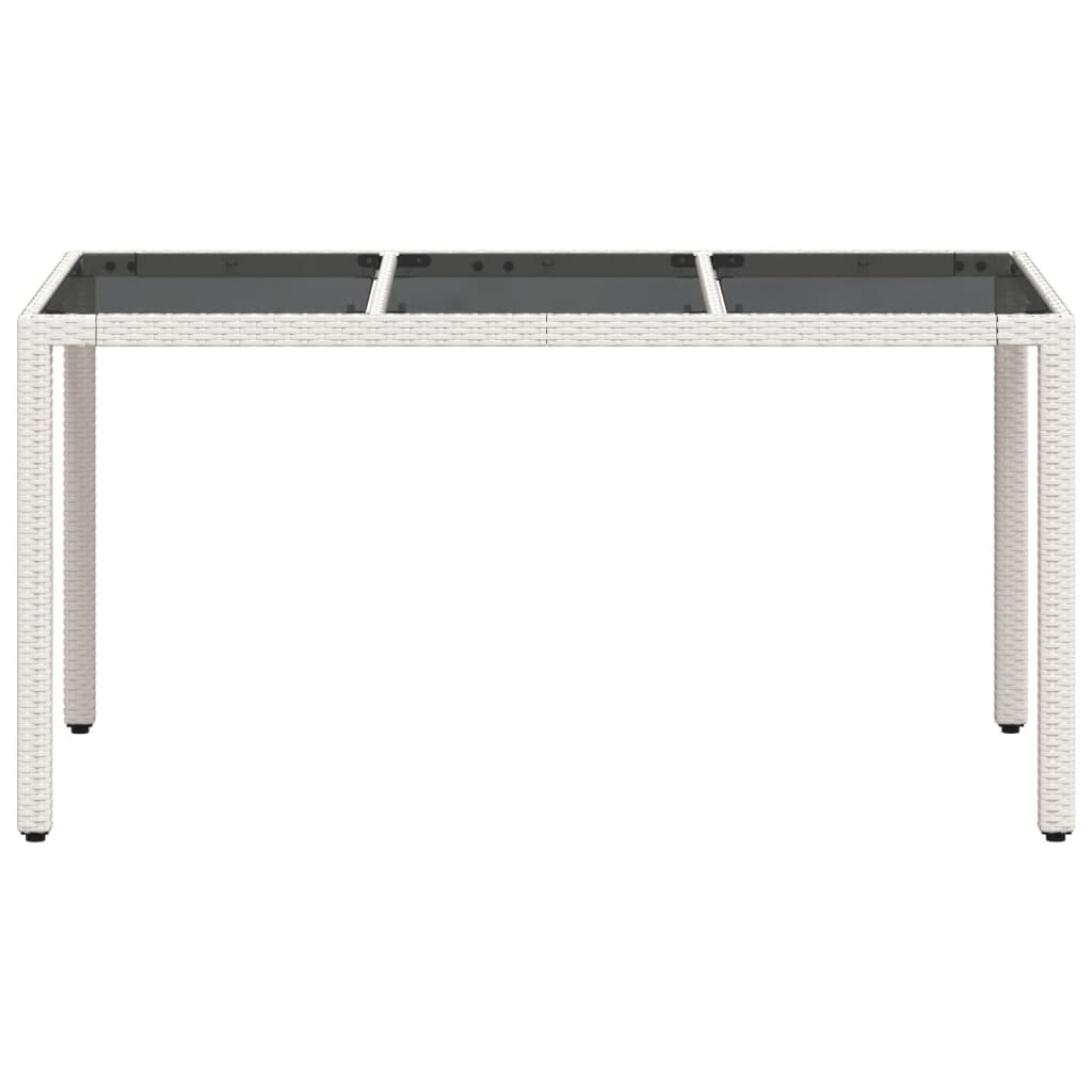 vidaXL Masă grădină cu blat din sticlă, alb, 150x90x75 cm, poliratan