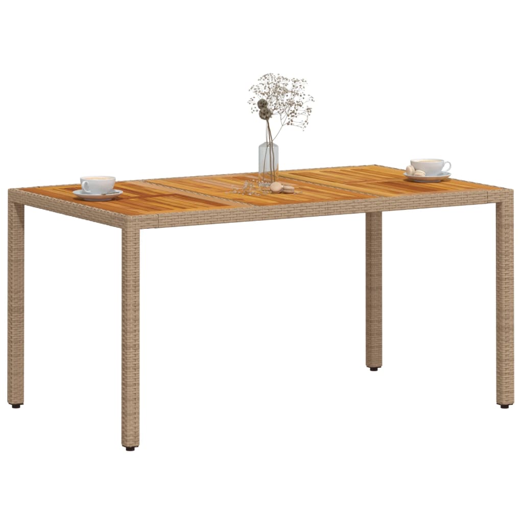 vidaXL Masă de grădină, bej, 150x90x75 cm, poliratan și lemn acacia