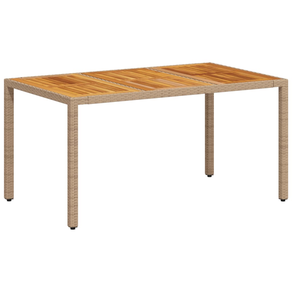 vidaXL Masă de grădină, bej, 150x90x75 cm, poliratan și lemn acacia