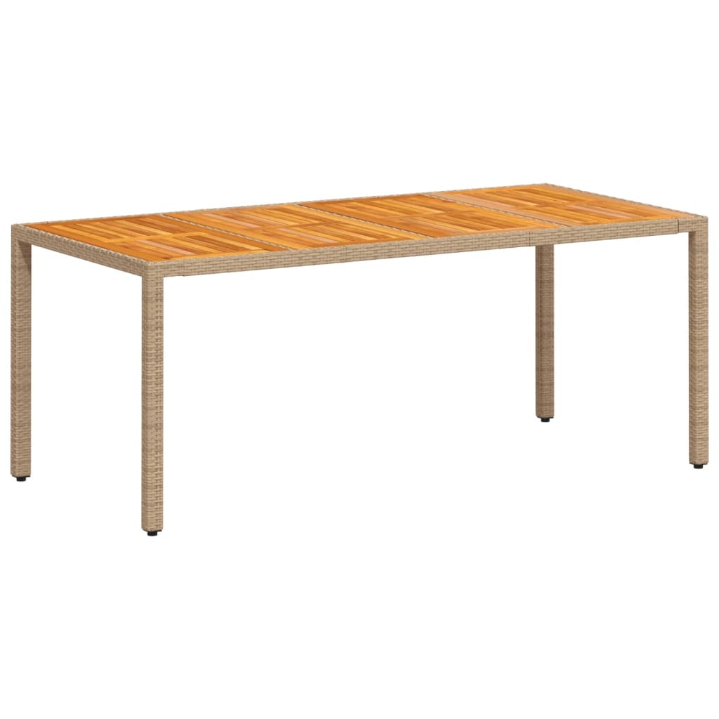 vidaXL Masă de grădină, bej, 190x90x75 cm, poliratan și lemn de acacia