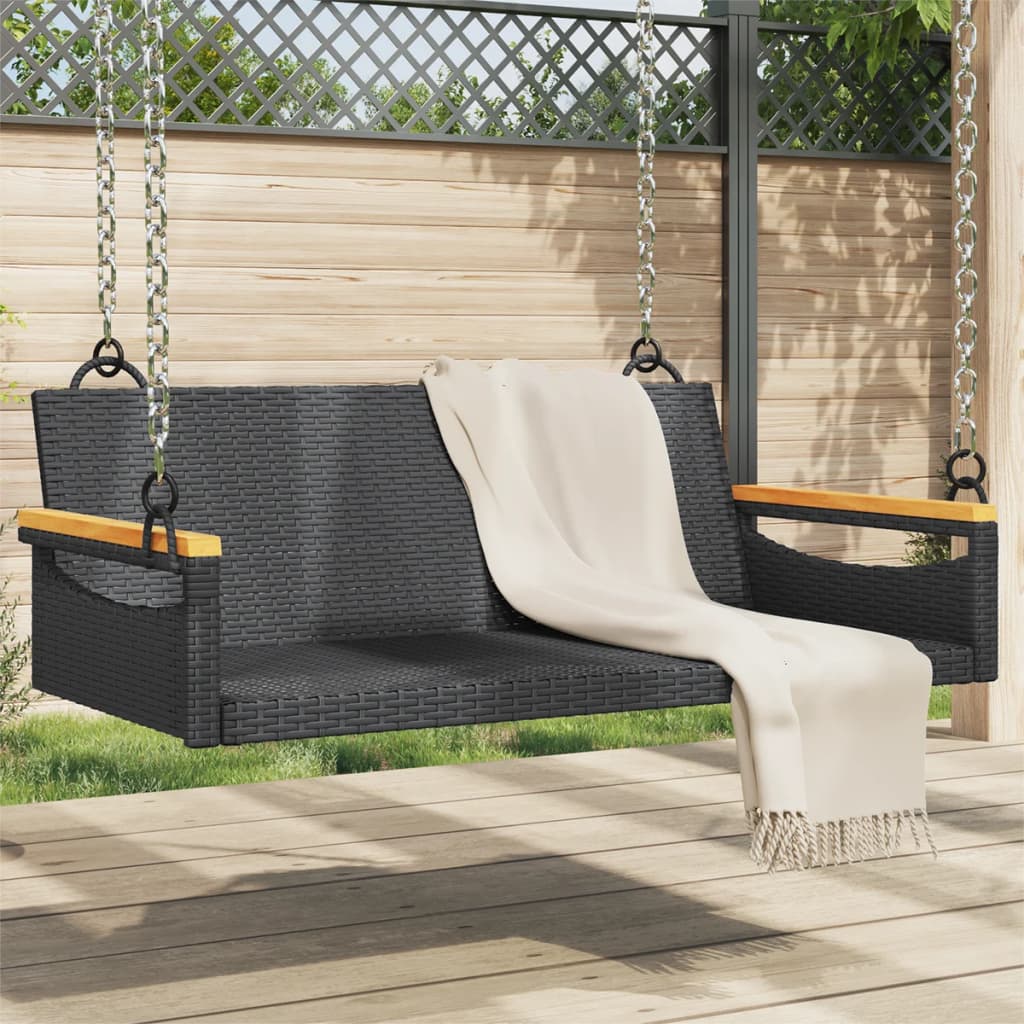 vidaXL Bancă de balansoar, negru, 109x62x40 cm, poliratan vidaXL Bancă de balansoar, negru, 109x62x40 cm, poliratan