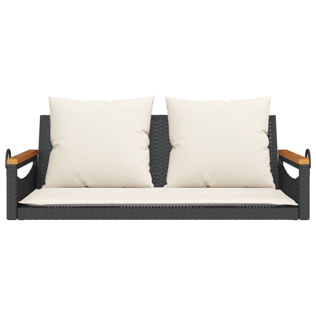 vidaXL Bancă de balansoar cu perne, negru, 109x62x40 cm, poliratan vidaXL Bancă de balansoar cu perne, negru, 109x62x40 cm, poliratan