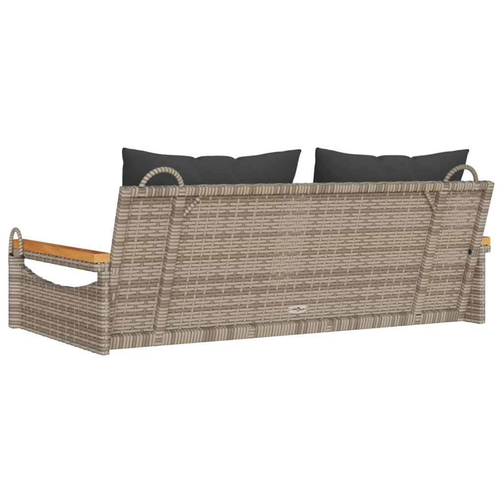 vidaXL Bancă de balansoar cu perne, gri, 109x62x40 cm, poliratan vidaXL Bancă de balansoar cu perne, gri, 109x62x40 cm, poliratan