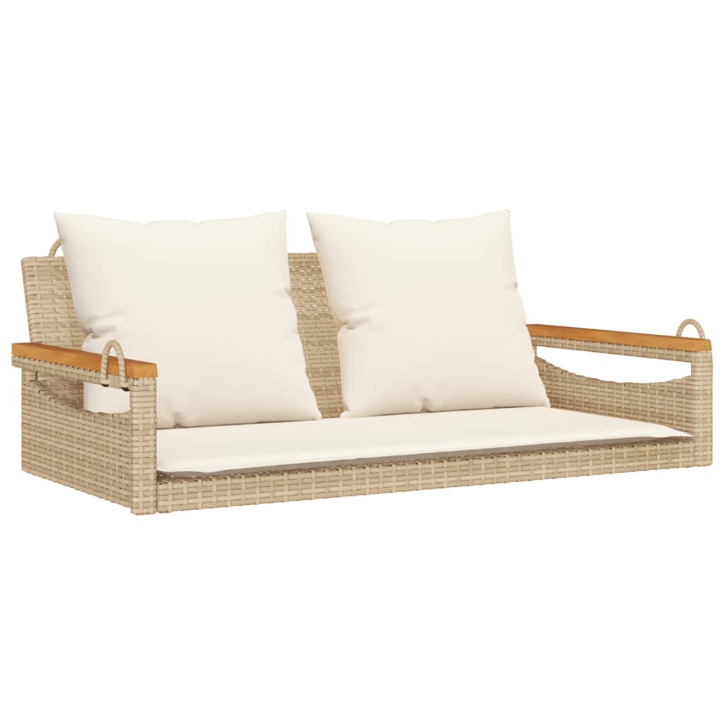 vidaXL Bancă de balansoar cu perne, bej, 109x62x40 cm, poliratan vidaXL Bancă de balansoar cu perne, bej, 109x62x40 cm, poliratan