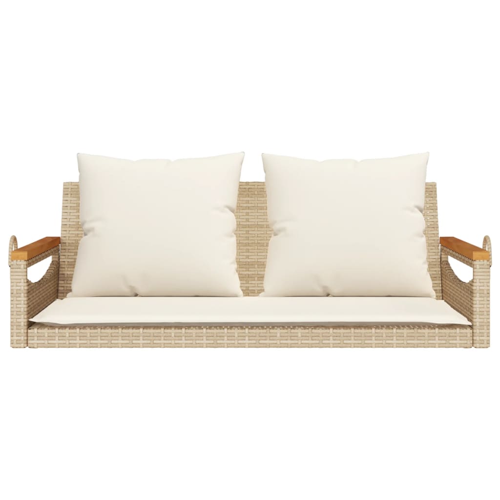 vidaXL Bancă de balansoar cu perne, bej, 109x62x40 cm, poliratan vidaXL Bancă de balansoar cu perne, bej, 109x62x40 cm, poliratan