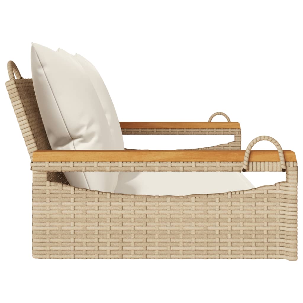 vidaXL Bancă de balansoar cu perne, bej, 109x62x40 cm, poliratan vidaXL Bancă de balansoar cu perne, bej, 109x62x40 cm, poliratan
