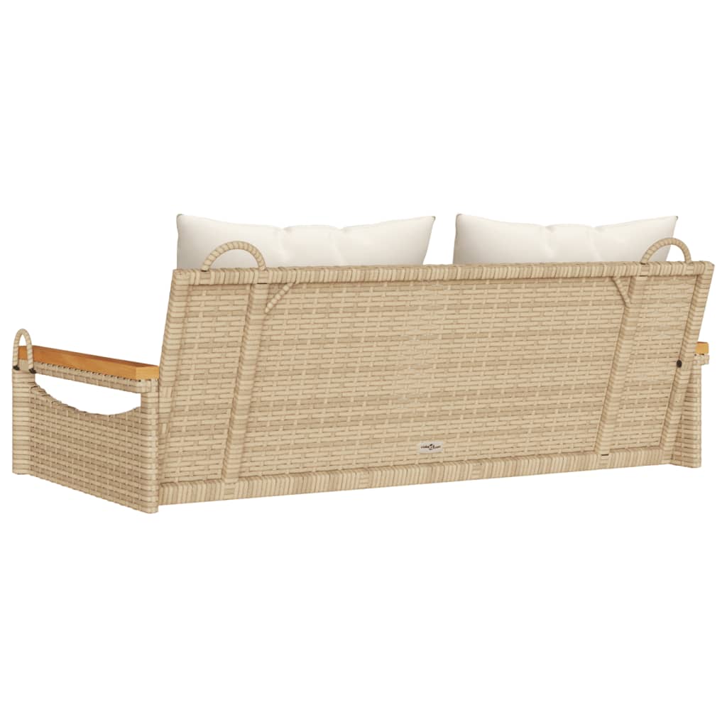 vidaXL Bancă de balansoar cu perne, bej, 109x62x40 cm, poliratan vidaXL Bancă de balansoar cu perne, bej, 109x62x40 cm, poliratan