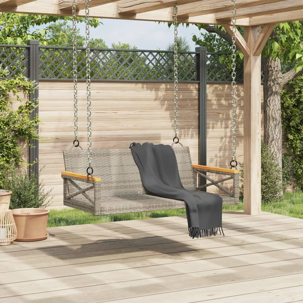 vidaXL Bancă de balansoar, gri, 109x62x40 cm, poliratan vidaXL Bancă de balansoar, gri, 109x62x40 cm, poliratan