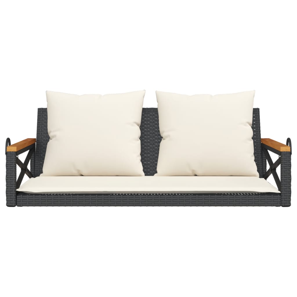 vidaXL Bancă de balansoar cu perne, negru, 109x62x40 cm, poliratan vidaXL Bancă de balansoar cu perne, negru, 109x62x40 cm, poliratan