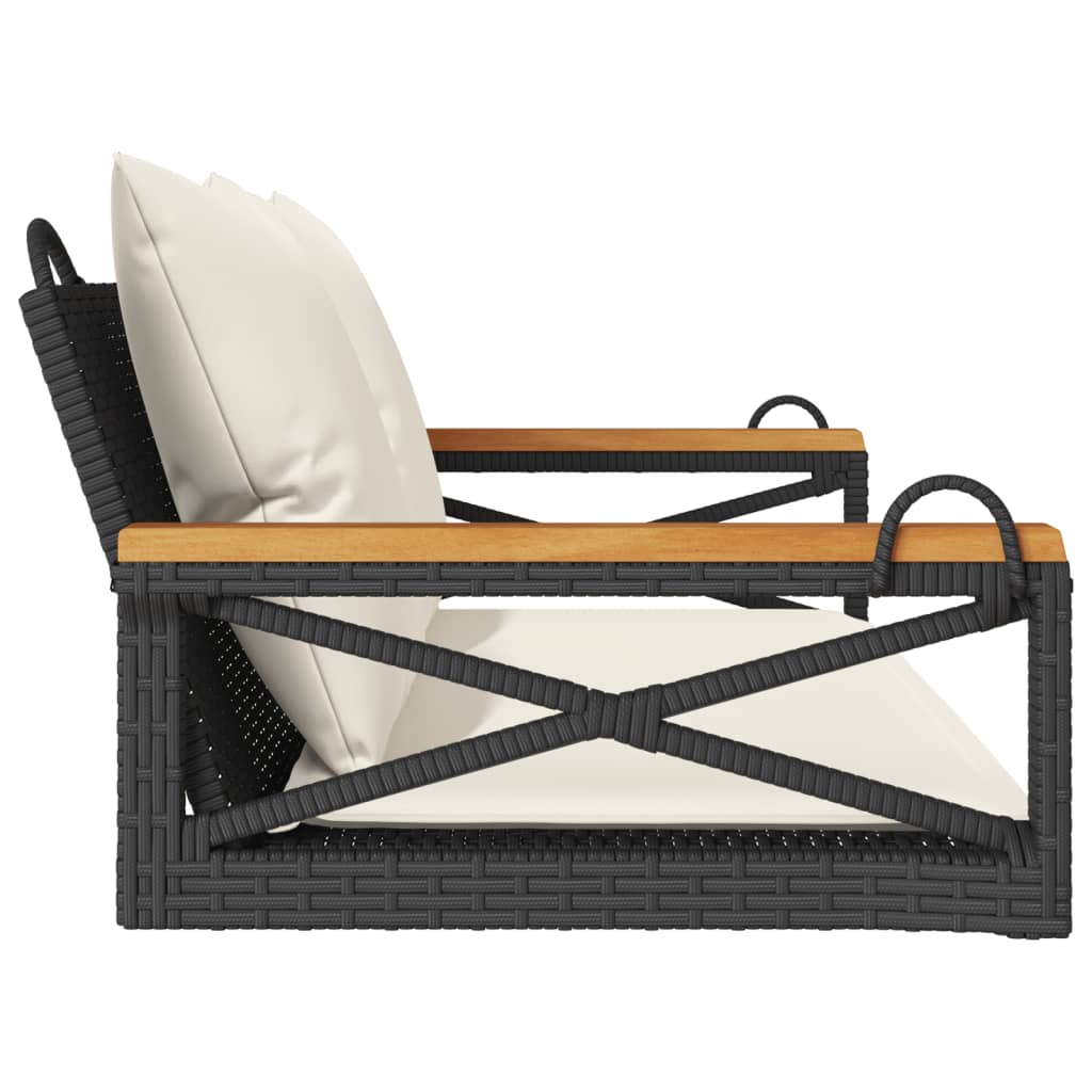 vidaXL Bancă de balansoar cu perne, negru, 109x62x40 cm, poliratan vidaXL Bancă de balansoar cu perne, negru, 109x62x40 cm, poliratan