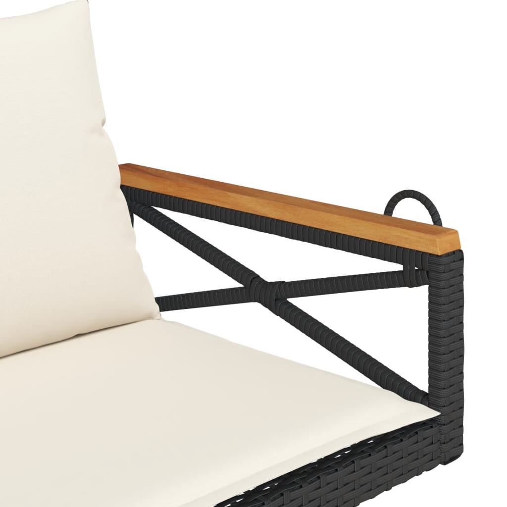 vidaXL Bancă de balansoar cu perne, negru, 109x62x40 cm, poliratan vidaXL Bancă de balansoar cu perne, negru, 109x62x40 cm, poliratan