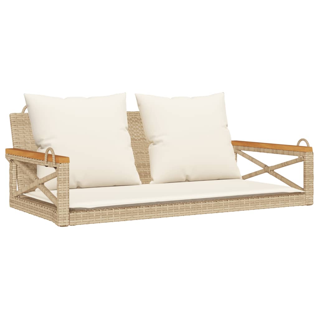 vidaXL Bancă de balansoar cu perne, bej, 109x62x40 cm, poliratan vidaXL Bancă de balansoar cu perne, bej, 109x62x40 cm, poliratan