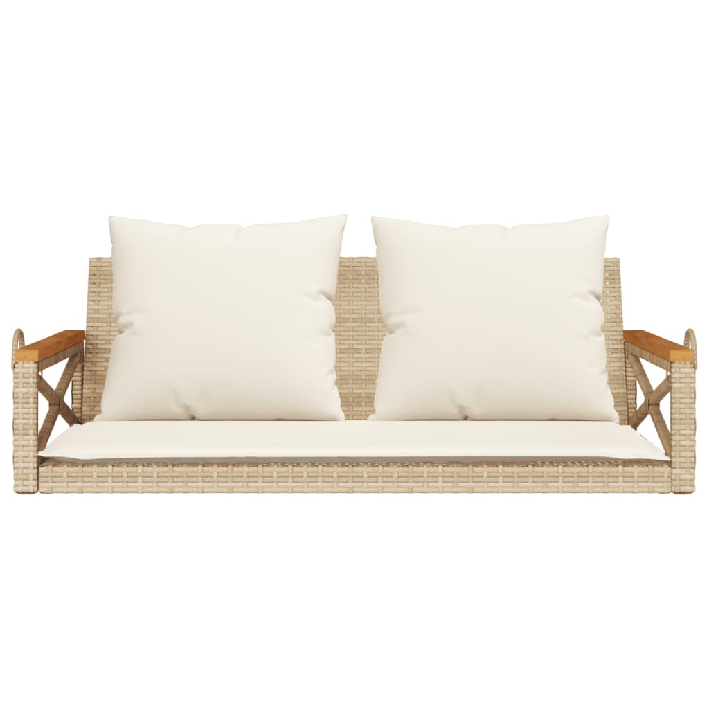 vidaXL Bancă de balansoar cu perne, bej, 109x62x40 cm, poliratan vidaXL Bancă de balansoar cu perne, bej, 109x62x40 cm, poliratan
