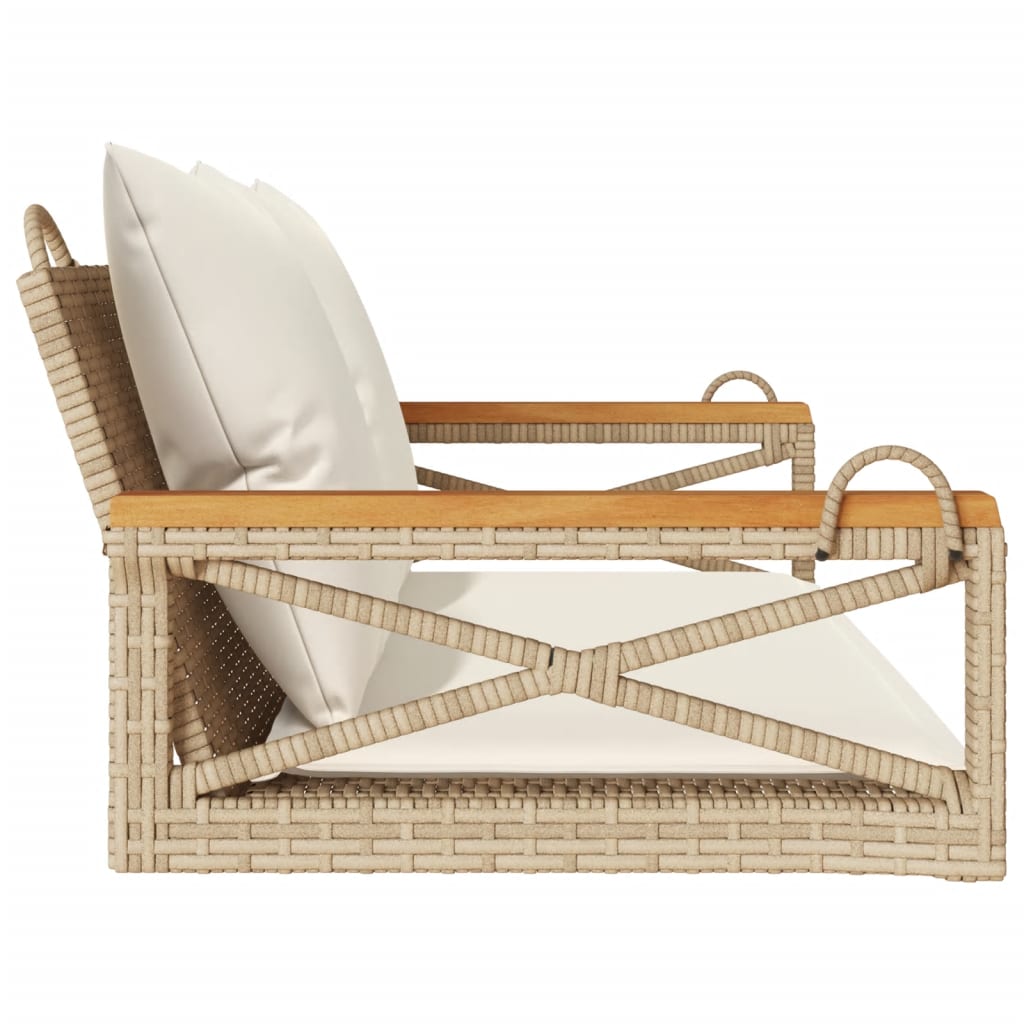 vidaXL Bancă de balansoar cu perne, bej, 109x62x40 cm, poliratan vidaXL Bancă de balansoar cu perne, bej, 109x62x40 cm, poliratan