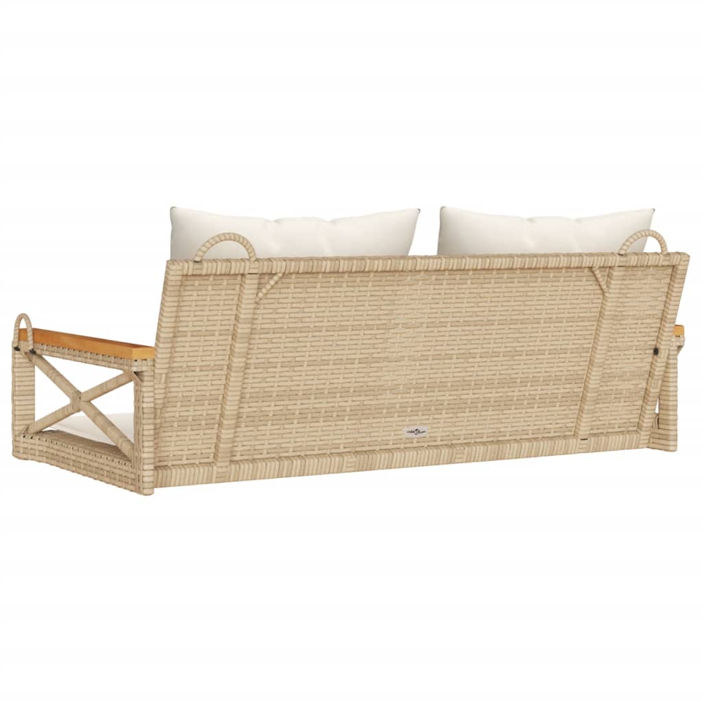 vidaXL Bancă de balansoar cu perne, bej, 109x62x40 cm, poliratan vidaXL Bancă de balansoar cu perne, bej, 109x62x40 cm, poliratan