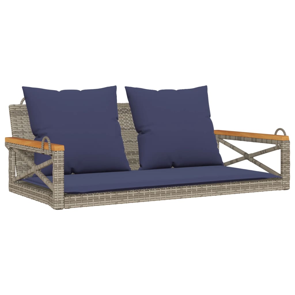 vidaXL Bancă de balansoar cu perne, gri, 109x62x40 cm, poliratan vidaXL Bancă de balansoar cu perne, gri, 109x62x40 cm, poliratan