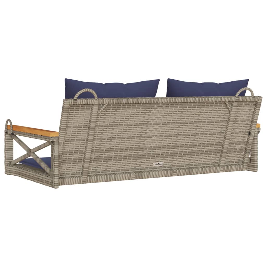 vidaXL Bancă de balansoar cu perne, gri, 109x62x40 cm, poliratan vidaXL Bancă de balansoar cu perne, gri, 109x62x40 cm, poliratan