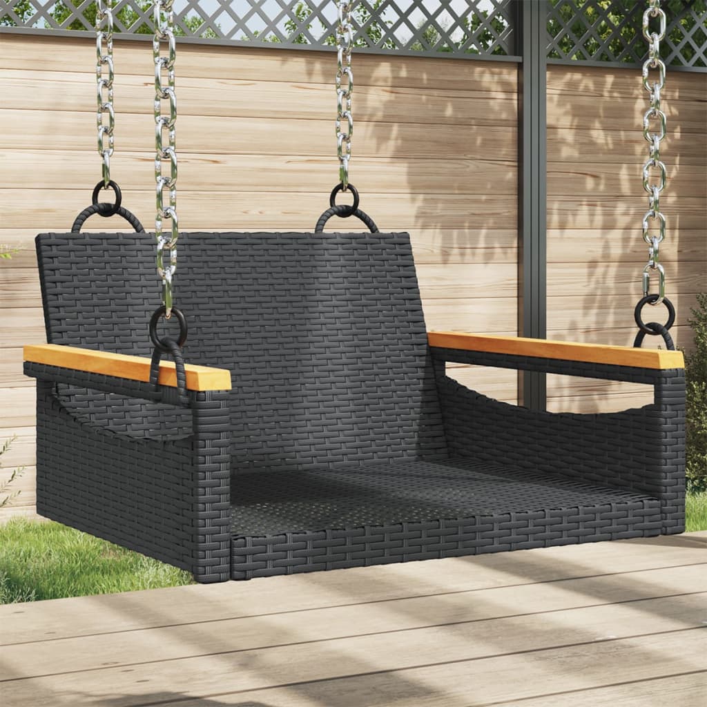 vidaXL Bancă de balansoar, negru, 63x62x40 cm, poliratan vidaXL Bancă de balansoar, negru, 63x62x40 cm, poliratan