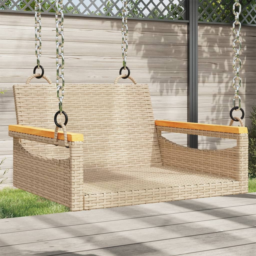 vidaXL Bancă de balansoar, bej, 63x62x40 cm, poliratan vidaXL Bancă de balansoar, bej, 63x62x40 cm, poliratan