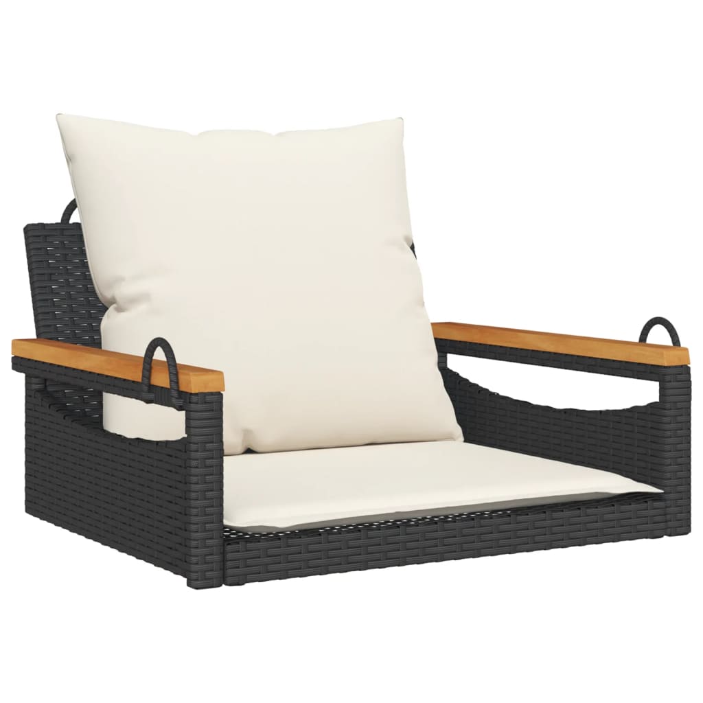 vidaXL Bancă de balansoar cu perne, negru, 63x62x40 cm, poliratan vidaXL Bancă de balansoar cu perne, negru, 63x62x40 cm, poliratan