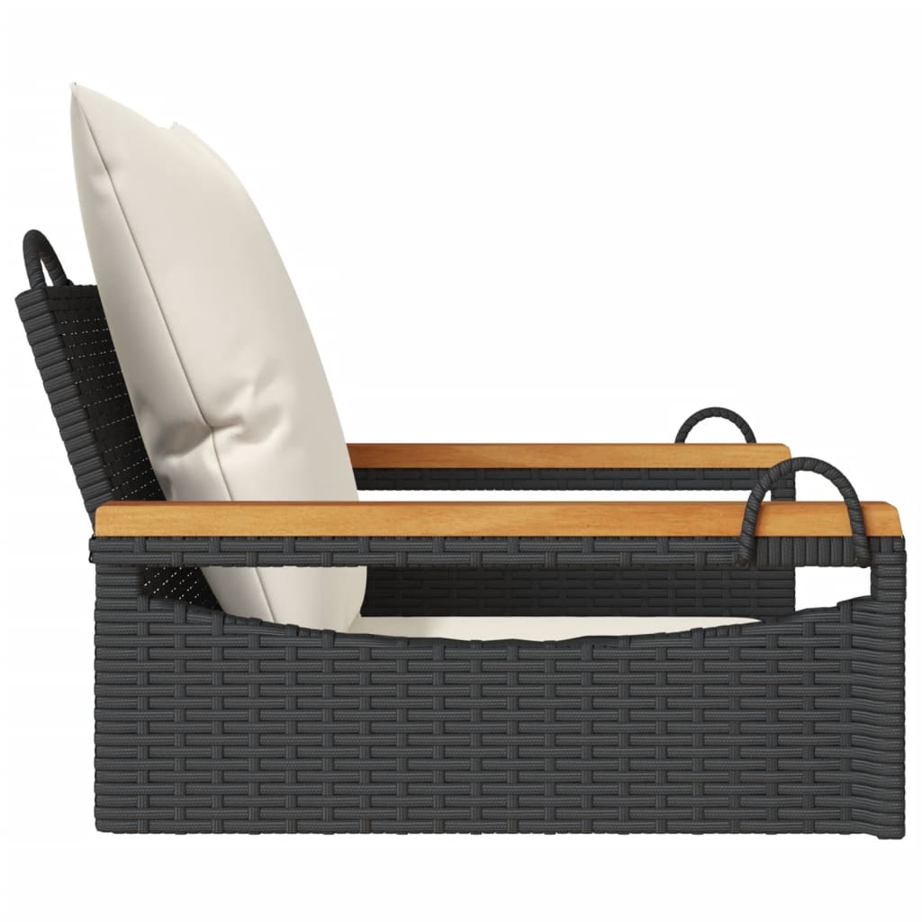 vidaXL Bancă de balansoar cu perne, negru, 63x62x40 cm, poliratan vidaXL Bancă de balansoar cu perne, negru, 63x62x40 cm, poliratan