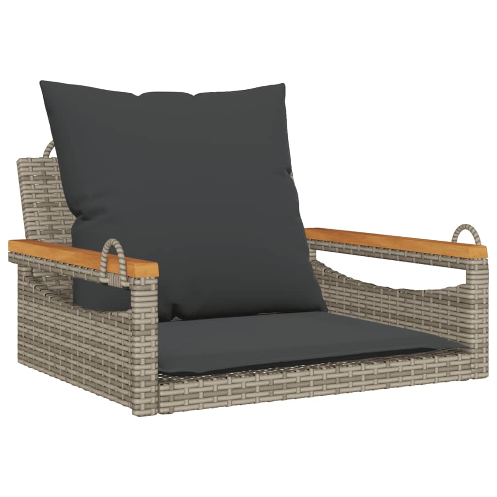 vidaXL Bancă de balansoar cu perne, gri, 63x62x40 cm, poliratan vidaXL Bancă de balansoar cu perne, gri, 63x62x40 cm, poliratan