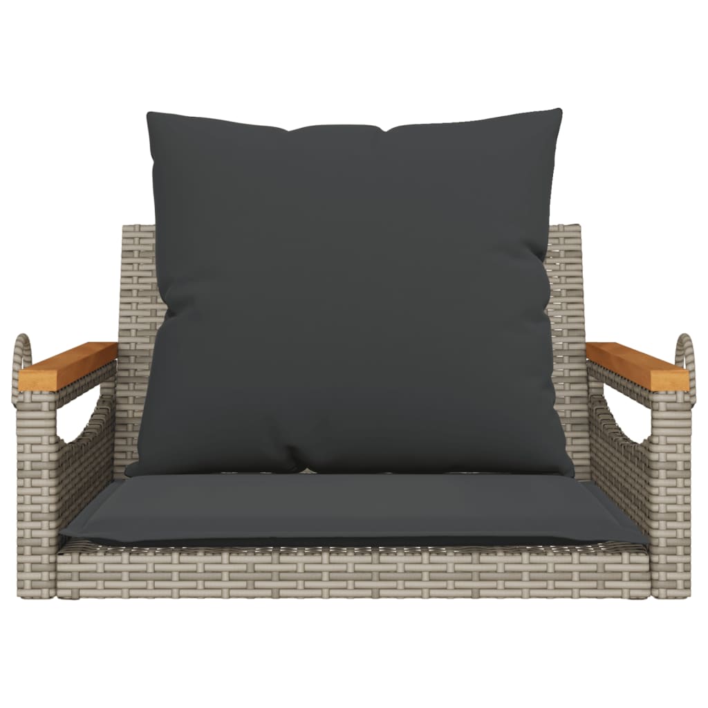 vidaXL Bancă de balansoar cu perne, gri, 63x62x40 cm, poliratan vidaXL Bancă de balansoar cu perne, gri, 63x62x40 cm, poliratan