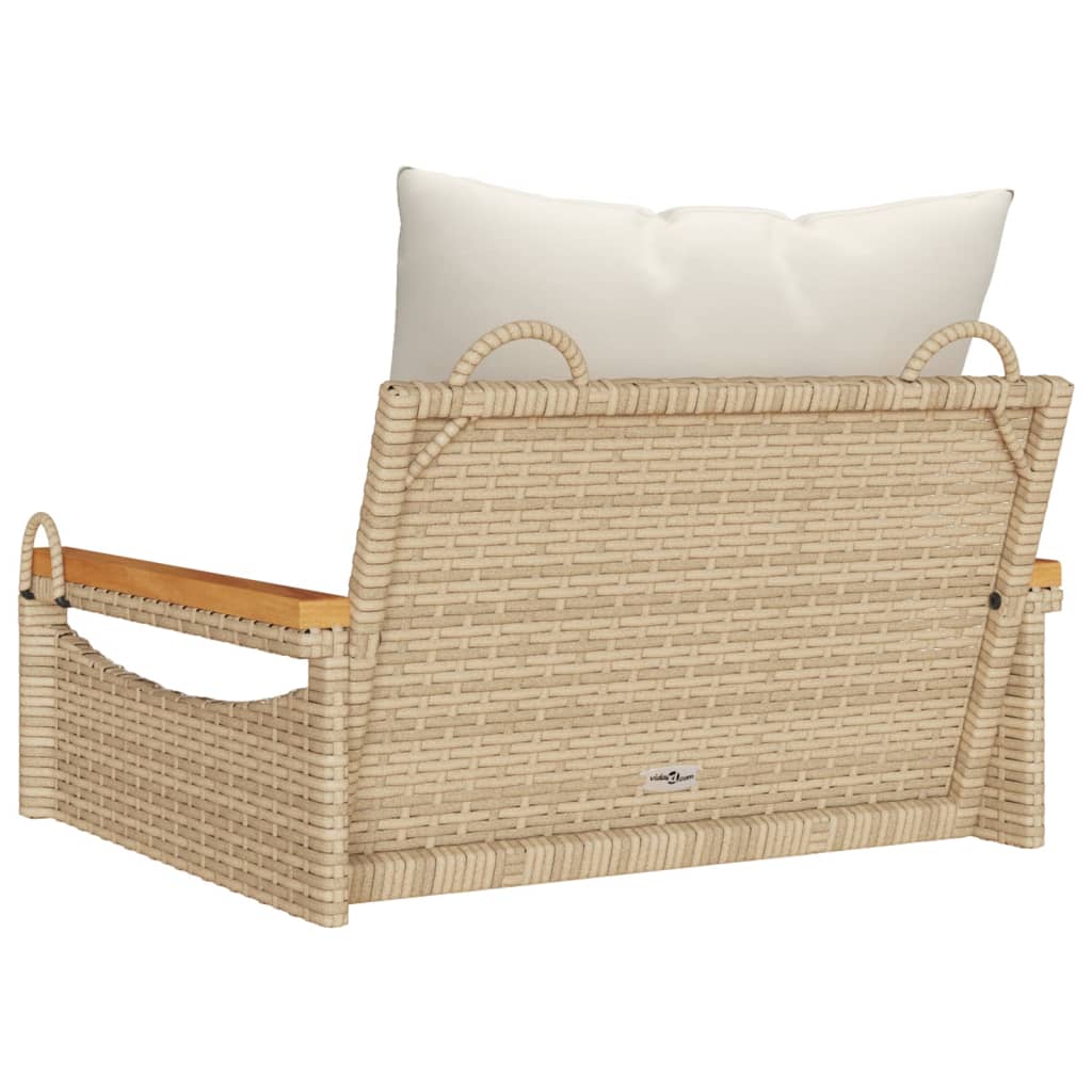 vidaXL Bancă de balansoar cu perne, bej, 63x62x40 cm, poliratan vidaXL Bancă de balansoar cu perne, bej, 63x62x40 cm, poliratan