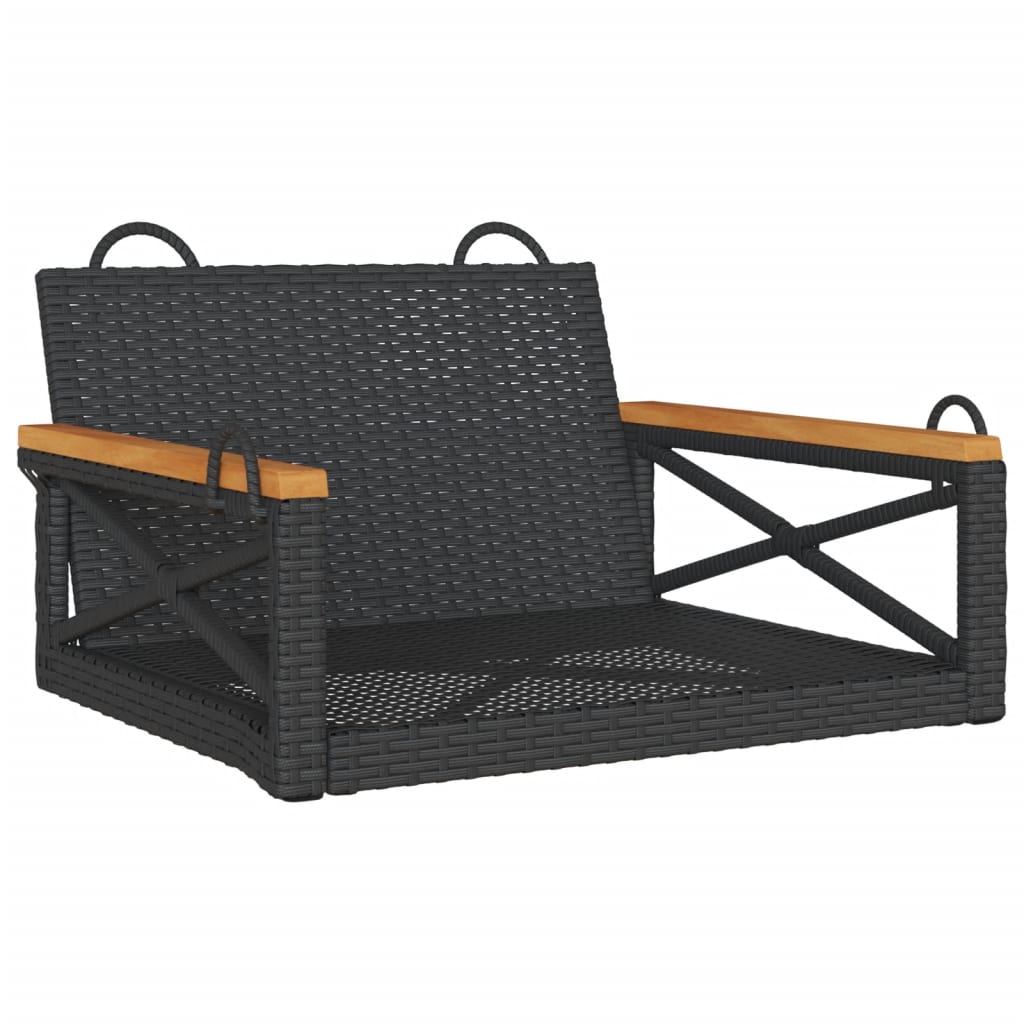 vidaXL Bancă de balansoar, negru, 63x62x40 cm, poliratan